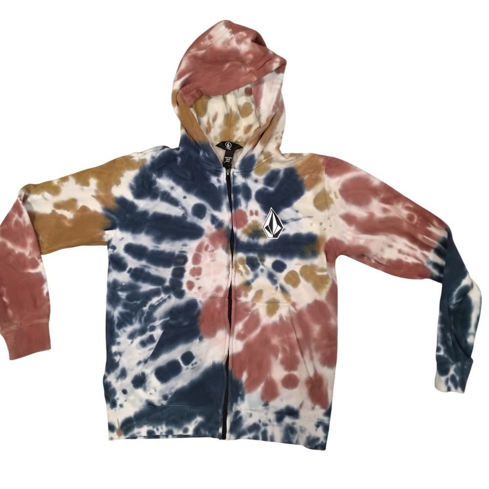 Volcom Kids Tie Dye Zip Up‎ Hoodie Sweatshirt Size XL Youth